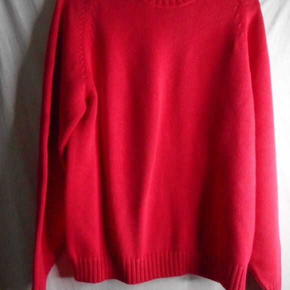 Vintage Lands End Red Raspberry crew neck Sweater 100% cotton Size M 10 - 12 - Picture 4 of 4